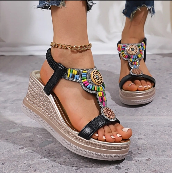 Open Toe Wedge Sandals - Picture 1 of 6